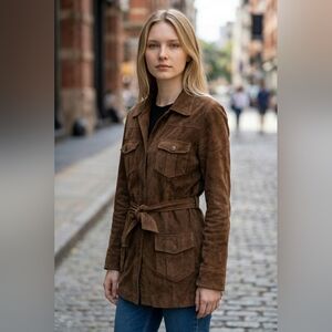 Lilly Pulitzer brown 3/4 Lined trench coat (121323A).